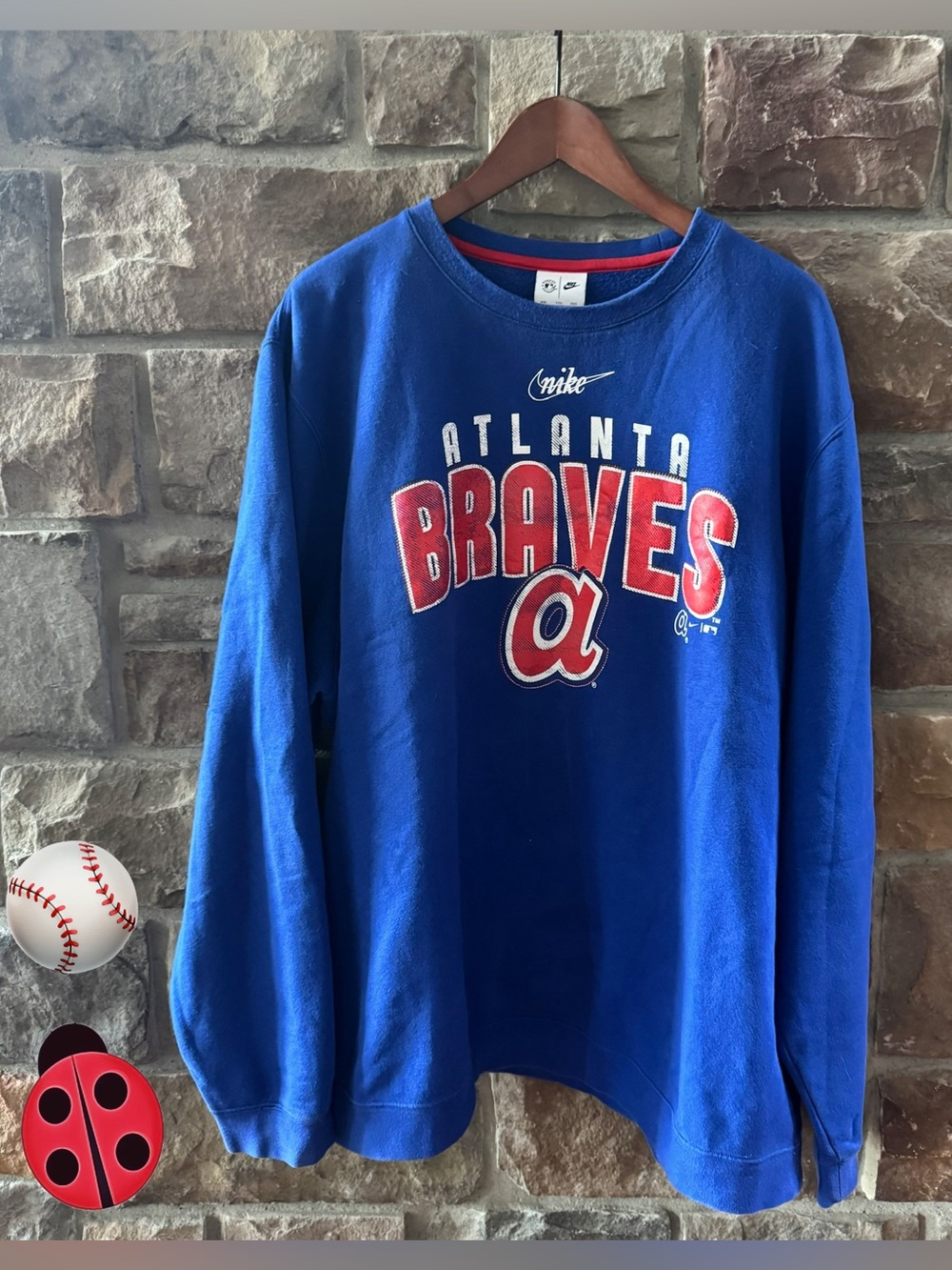 Nike' Atlanta Braves Royal Blue Crewneck Sweatshirt -XXL
